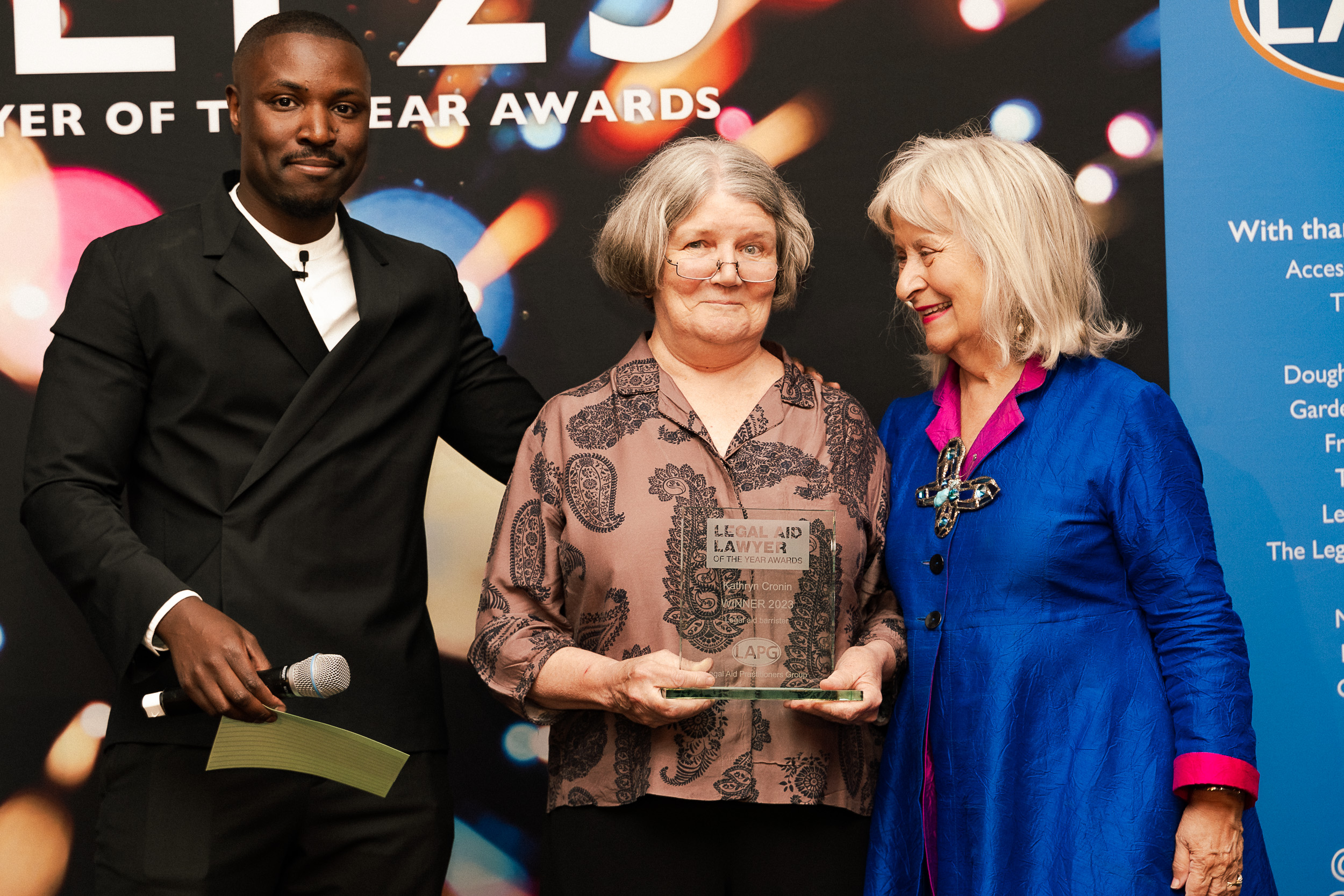 From left: Symeon Brown, Kathryn Cronin and Baroness Helena Kennedy